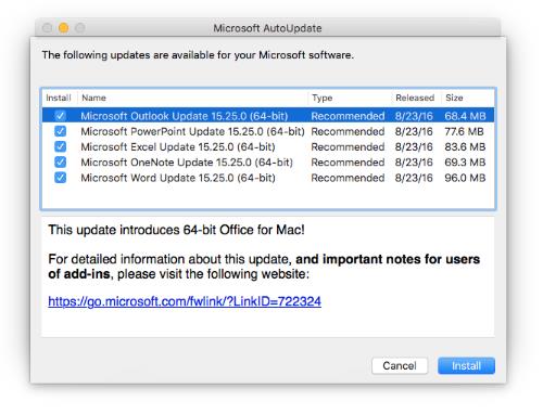 Microsoft office mac 2016 updates free
